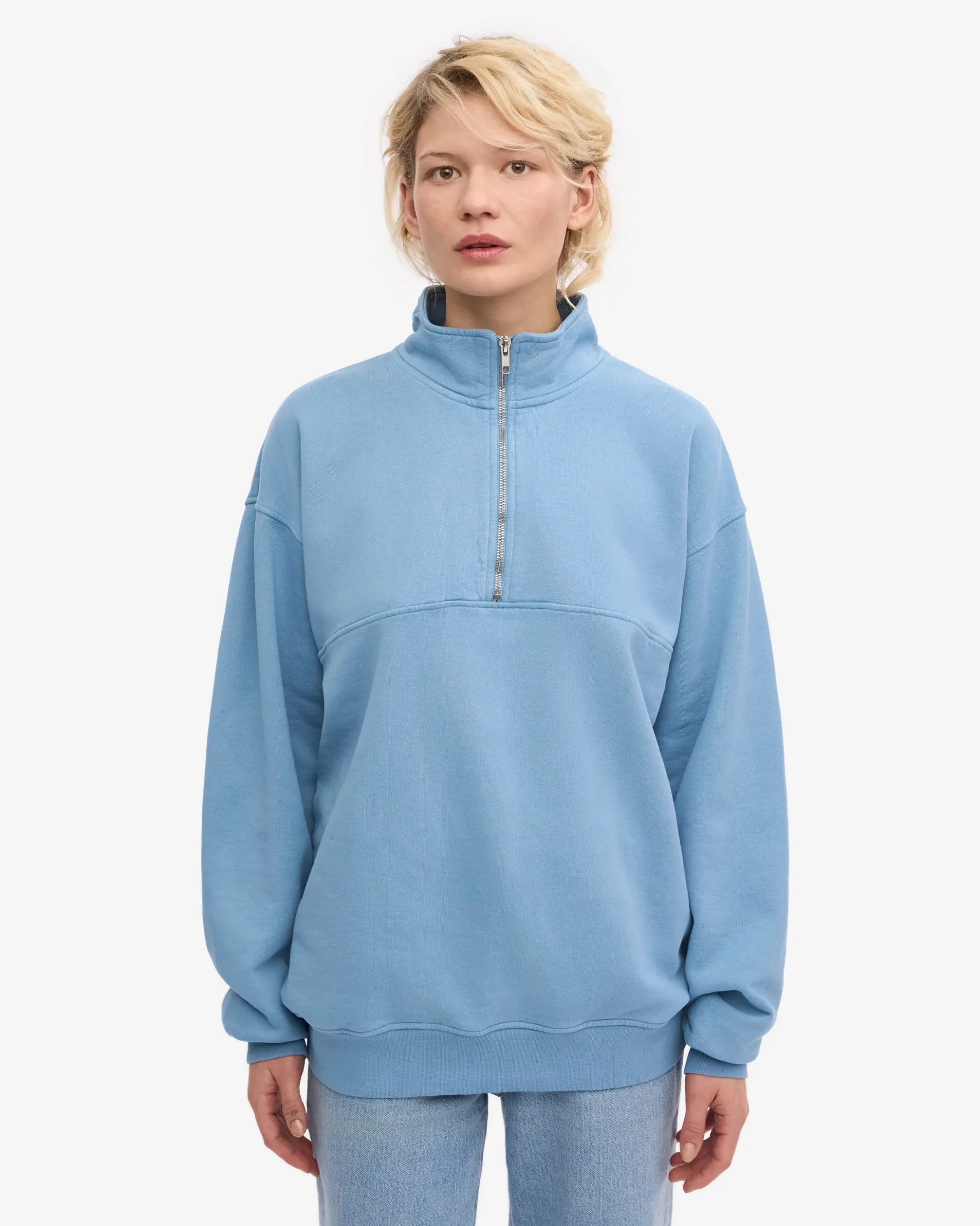 Organic Quarter Zip - Seaside Blue