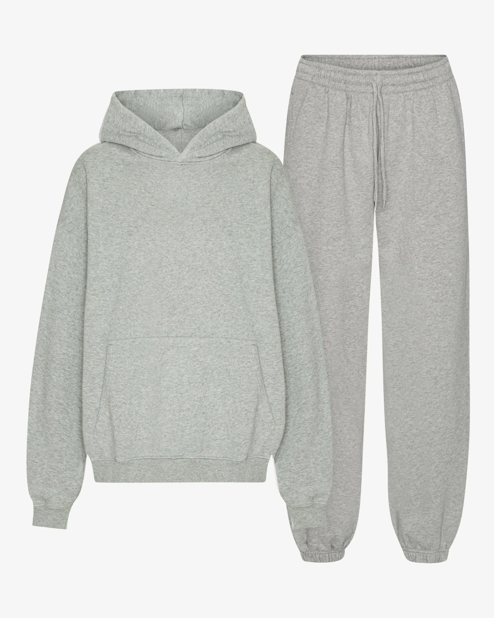 Organic Relaxed Hood Sweatsuit - Heather Grey