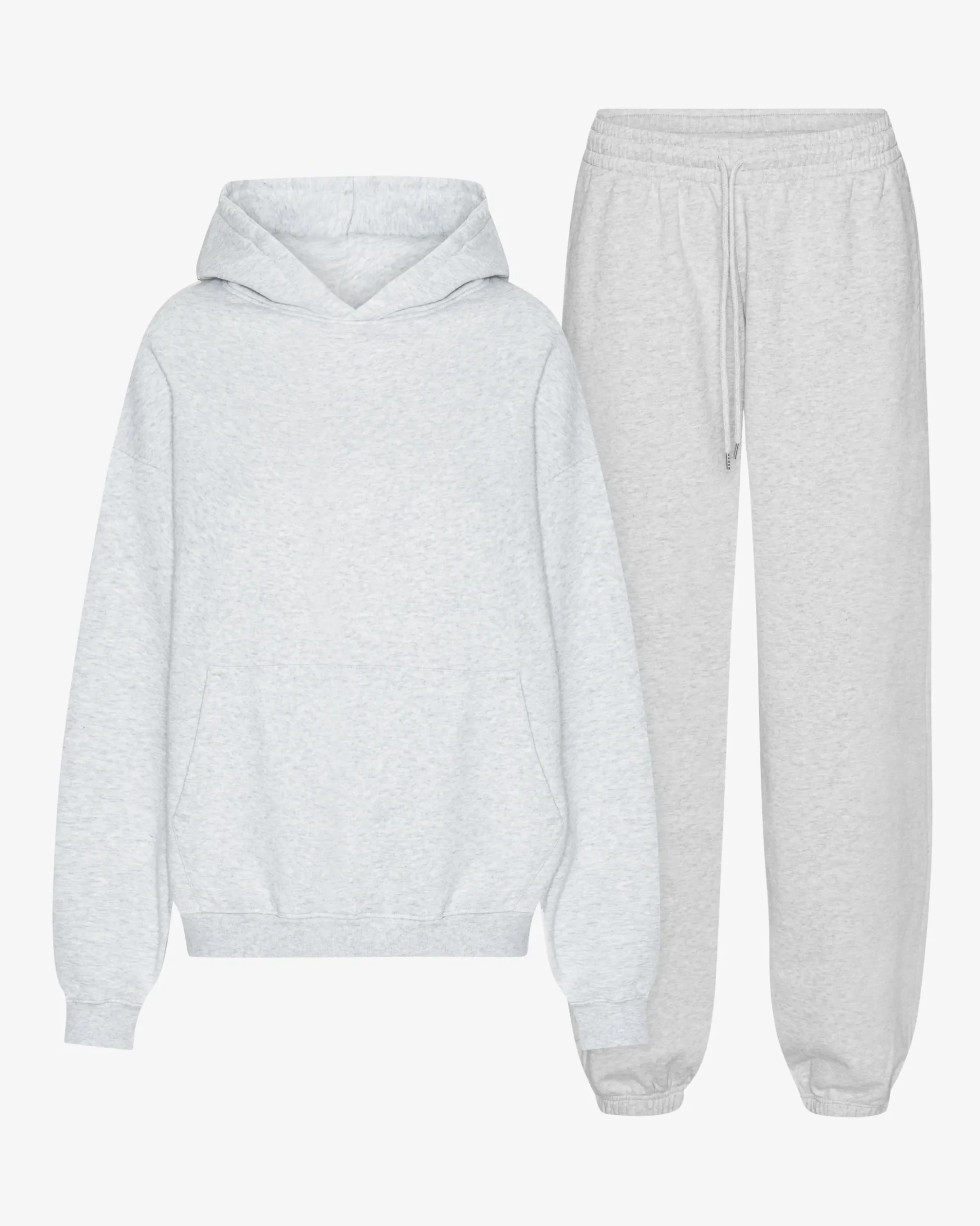 Organic Relaxed Hood Sweatsuit - Snow Melange