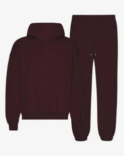 Organic Relaxed Hood Sweatsuit - Oxblood Red