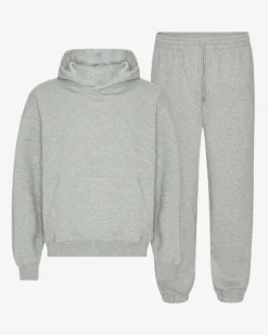 Organic Relaxed Hood Sweatsuit - Heather Grey