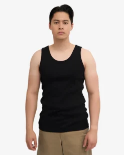 Organic Rib Tank Top - Deep Black
