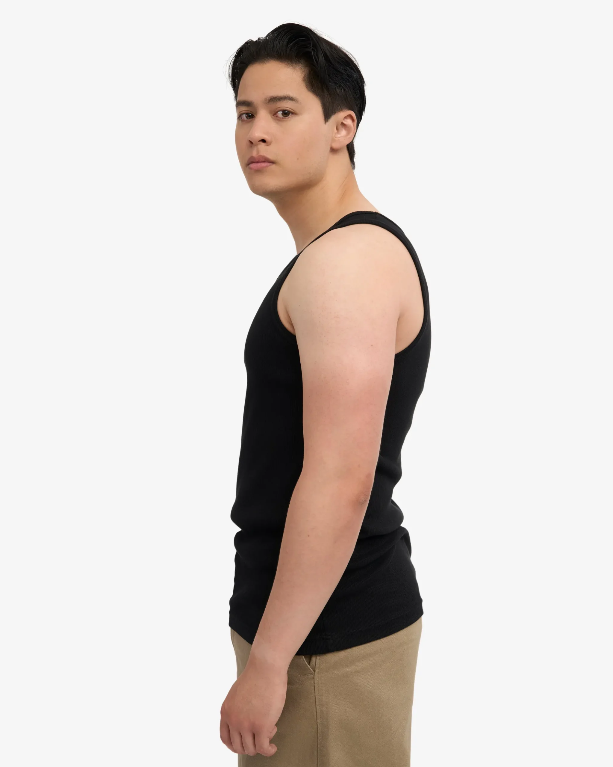 Organic Rib Tank Top - Deep Black