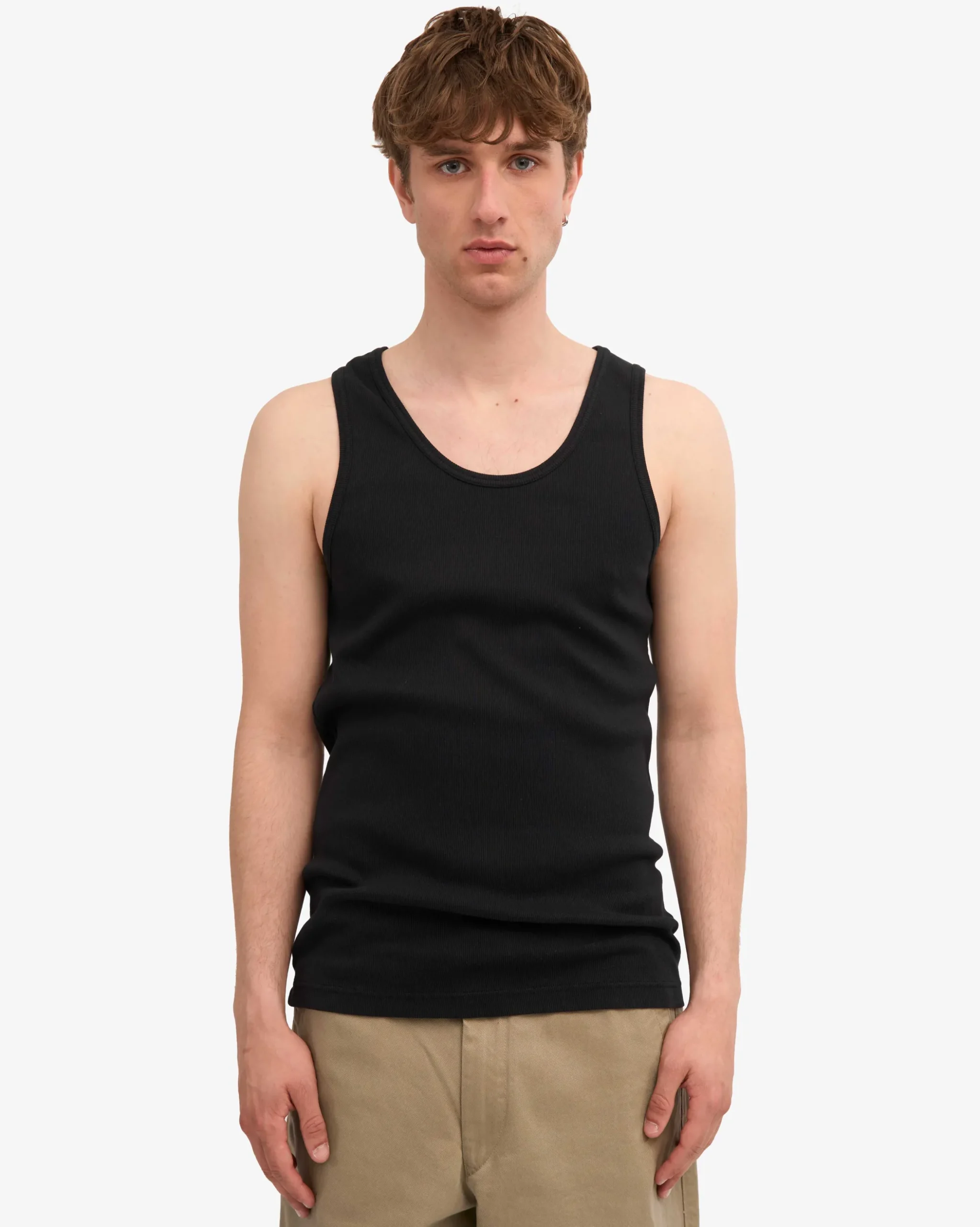 Organic Rib Tank Top - Deep Black