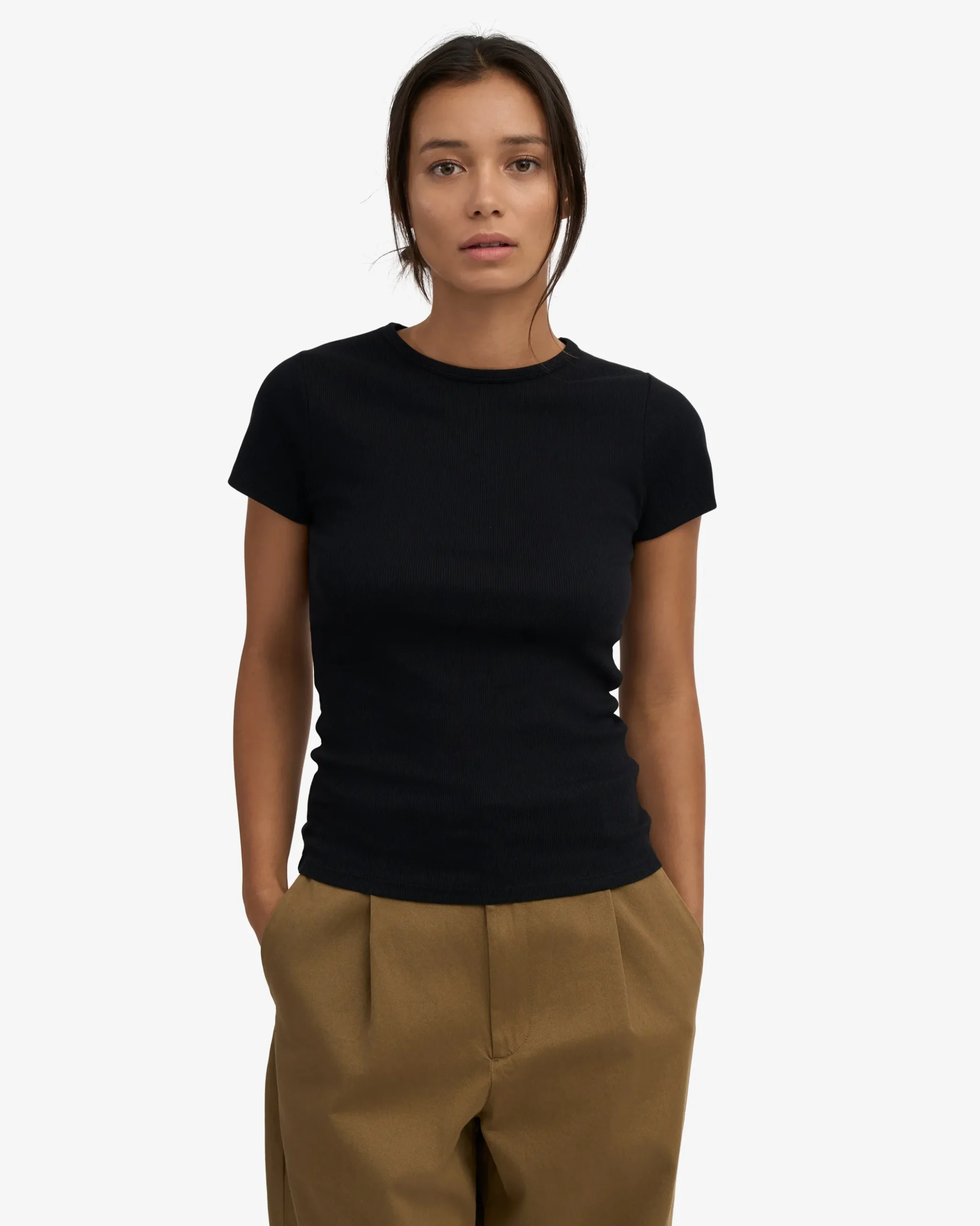 Organic Rib T-Shirt - Deep Black