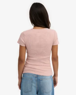 Organic Rib T-Shirt - Faded Pink