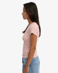 Organic Rib T-Shirt - Faded Pink