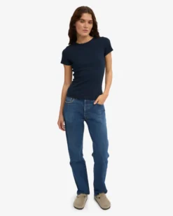 Organic Rib T-Shirt - Navy Blue