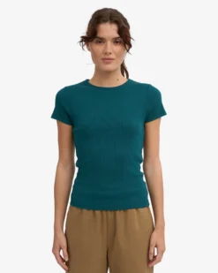 Organic Rib T-Shirt - Ocean Green