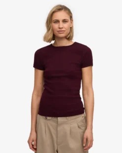 Organic Rib T-Shirt - Oxblood Red