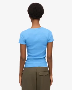 Organic Rib T-Shirt - Pacific Blue