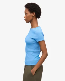 Organic Rib T-Shirt - Pacific Blue
