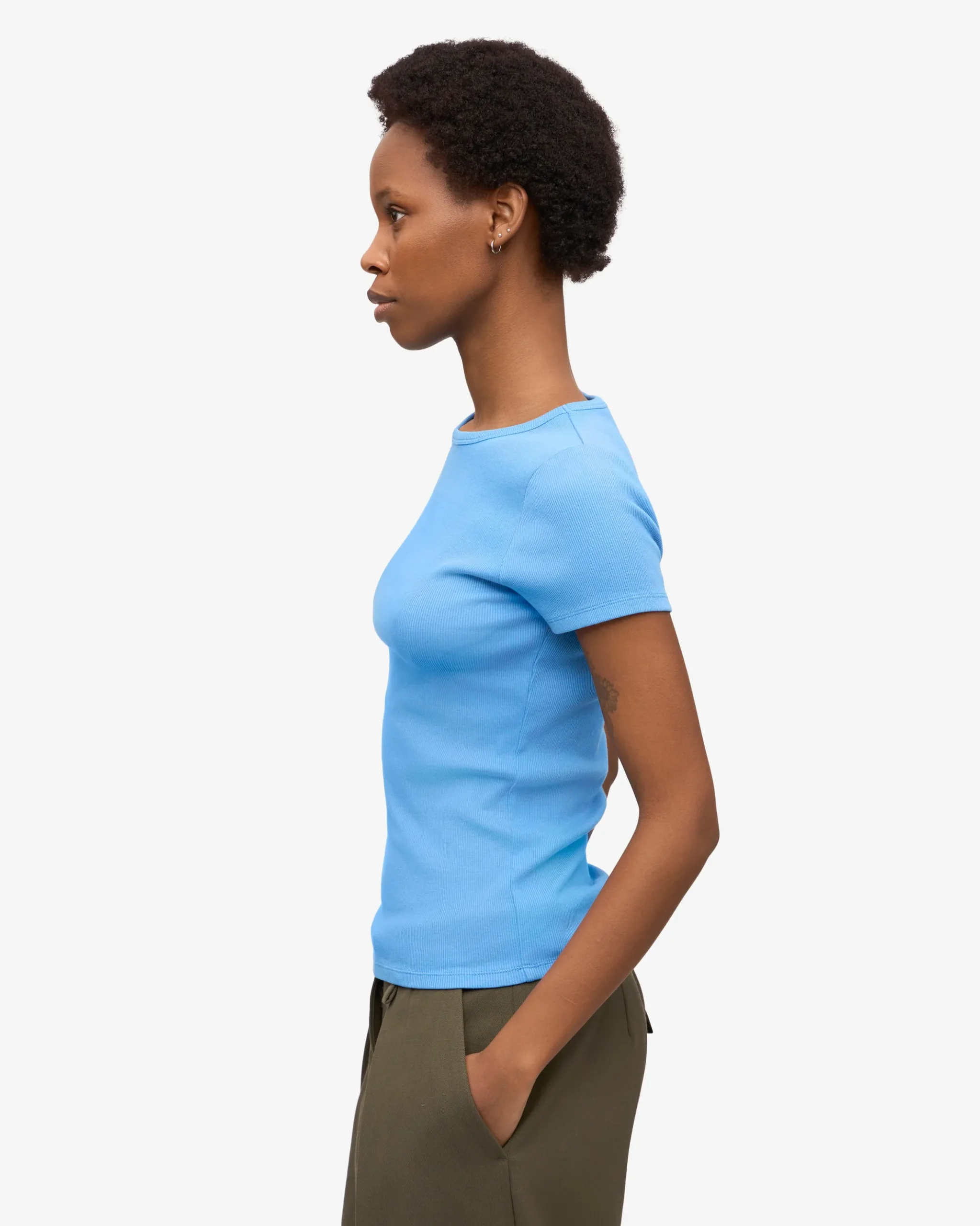 Organic Rib T-Shirt - Pacific Blue