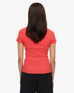 Organic Rib T-Shirt - Red Tangerine