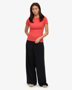 Organic Rib T-Shirt - Red Tangerine