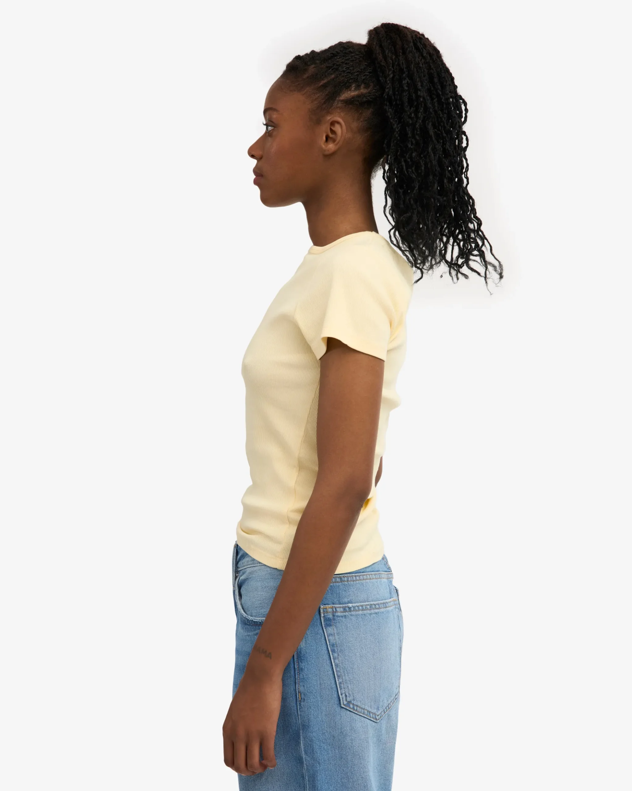 Organic Rib T-Shirt - Soft Yellow