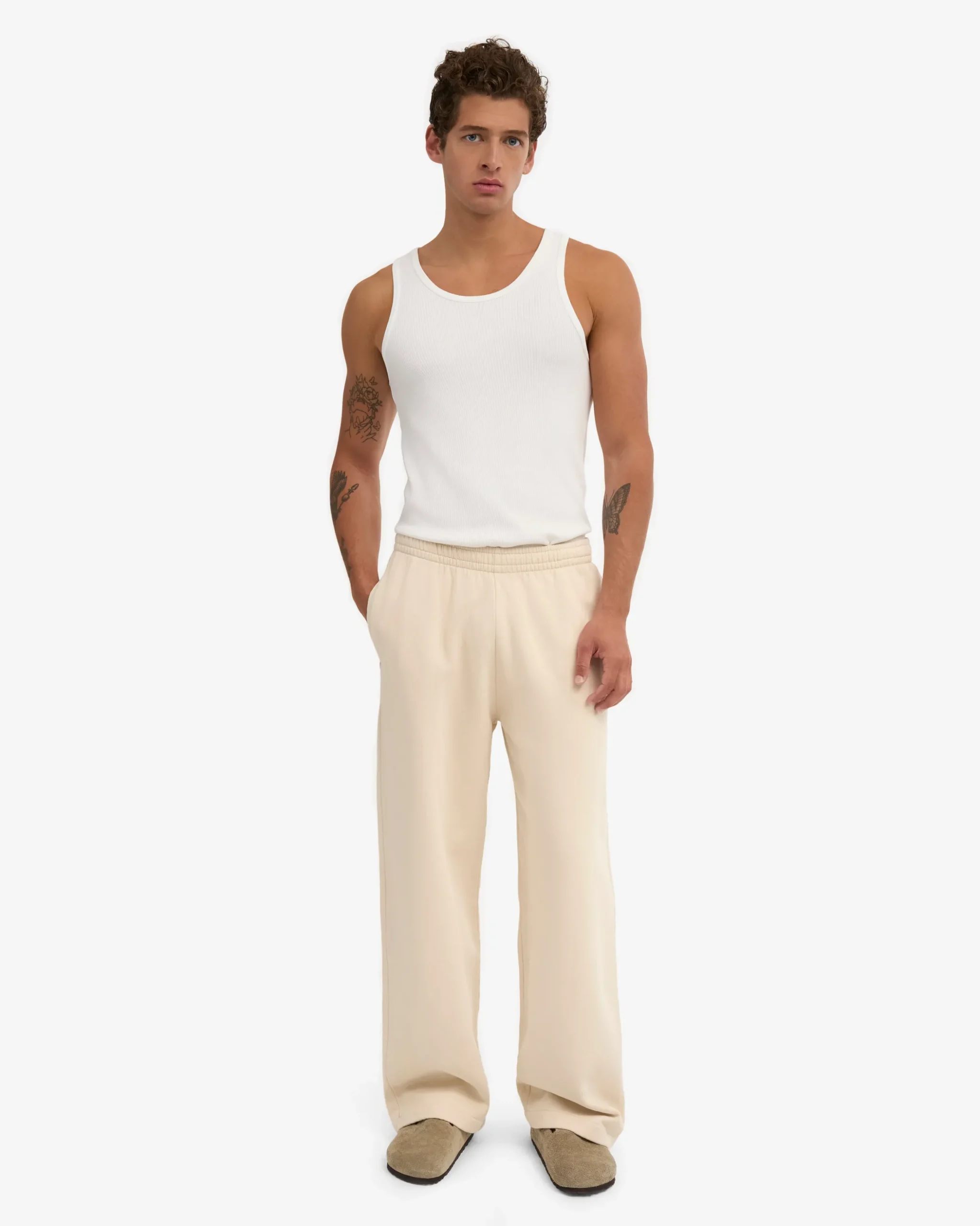 Organic Straight Leg Sweatpants - Ivory White