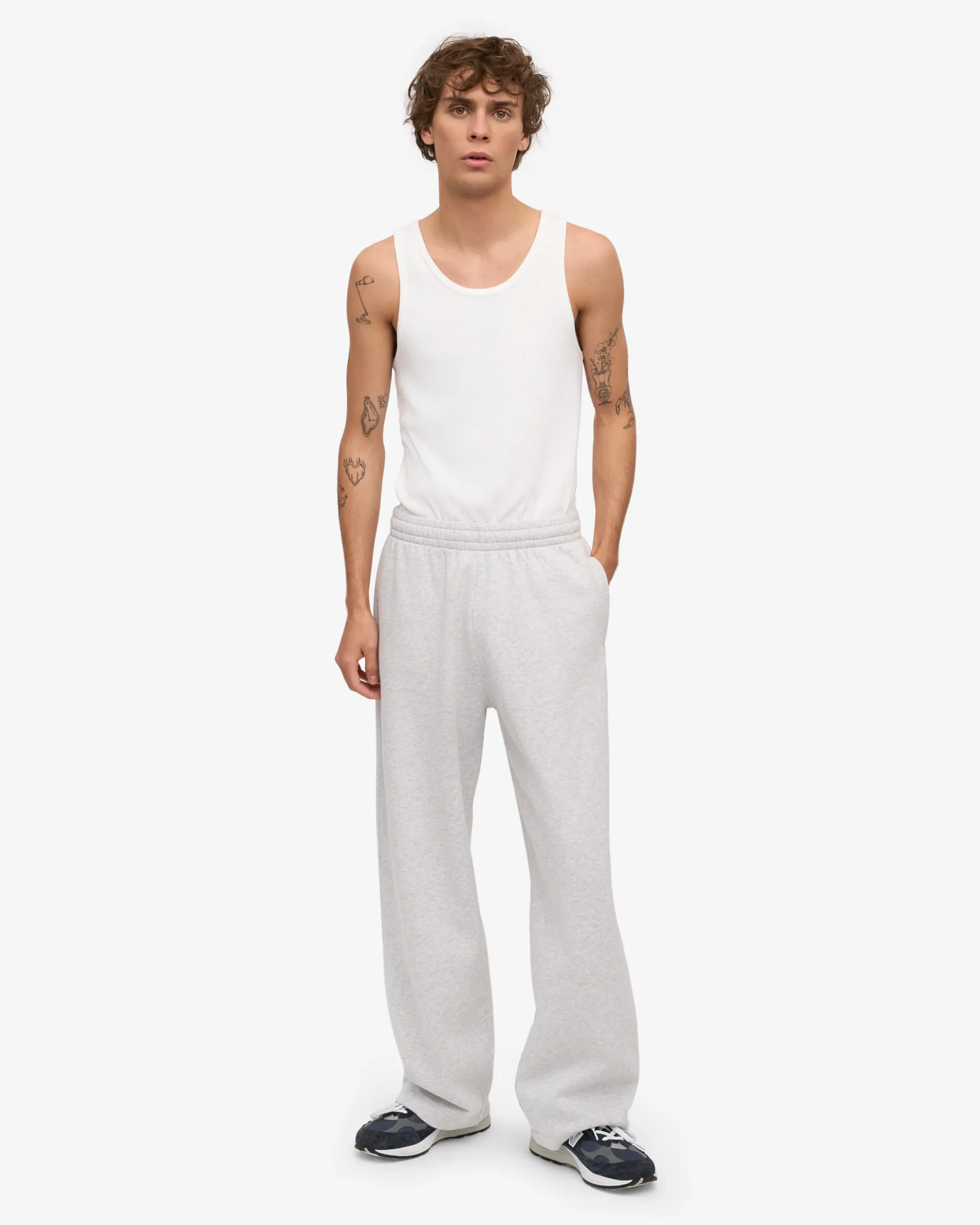 Organic Straight Leg Sweatpants - Snow Melange