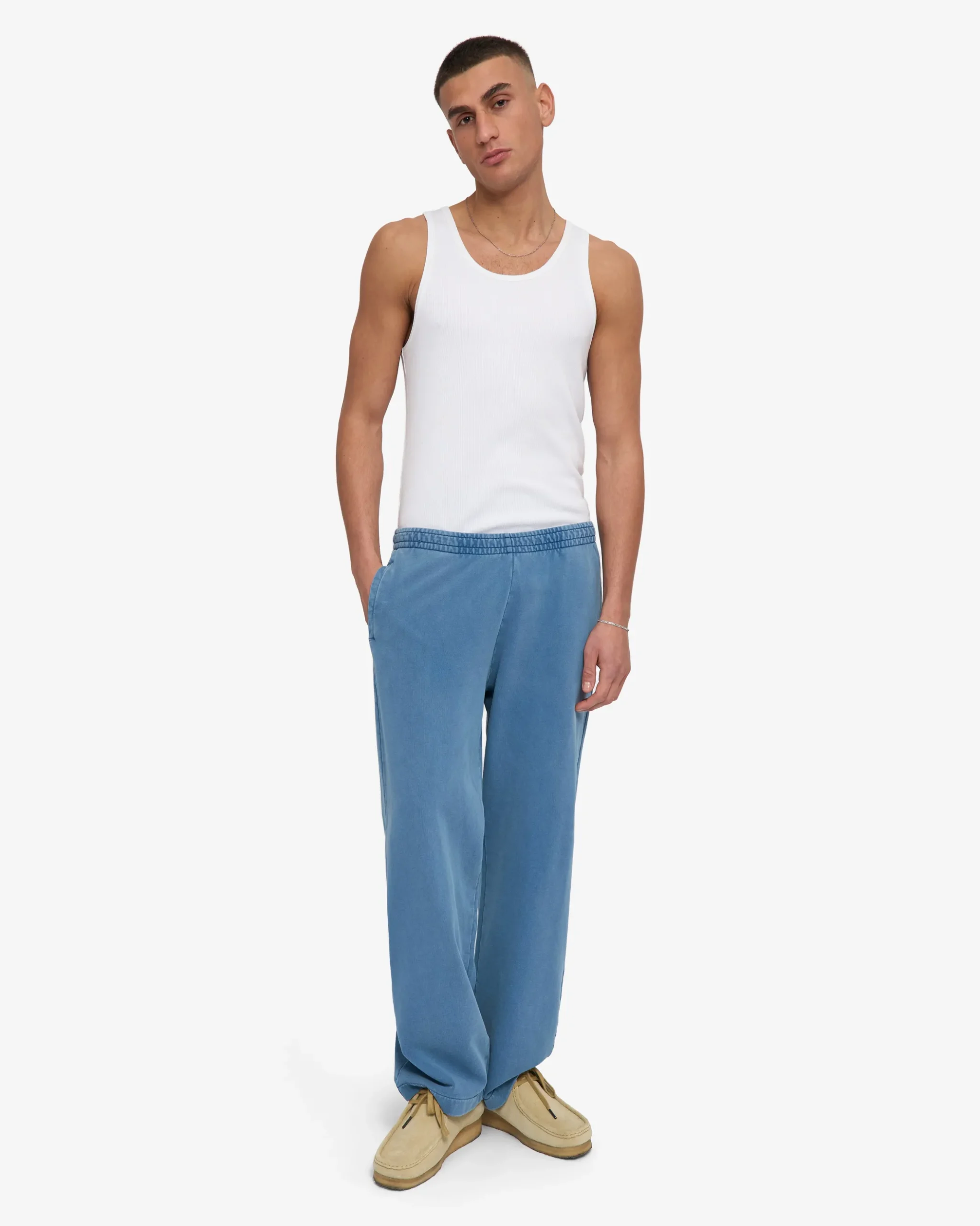 Organic Straight Leg Sweatpants - Faded Indigo