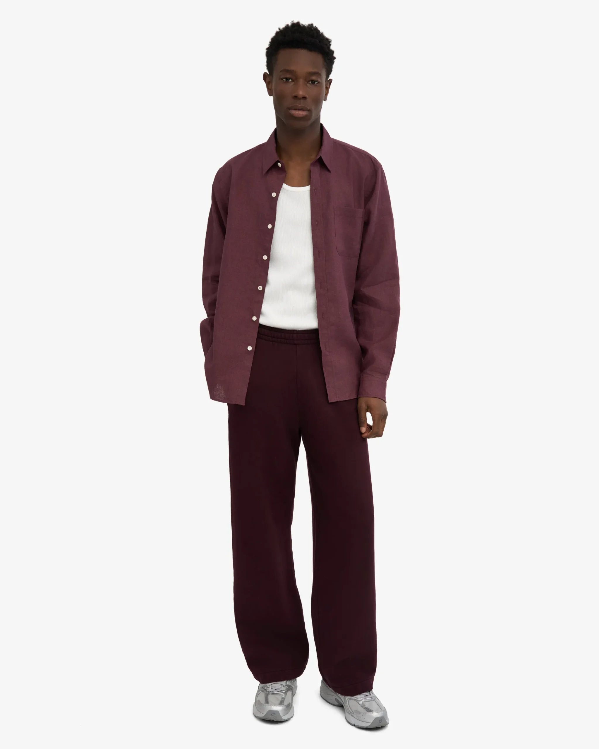Organic Straight Leg Sweatpants - Oxblood Red