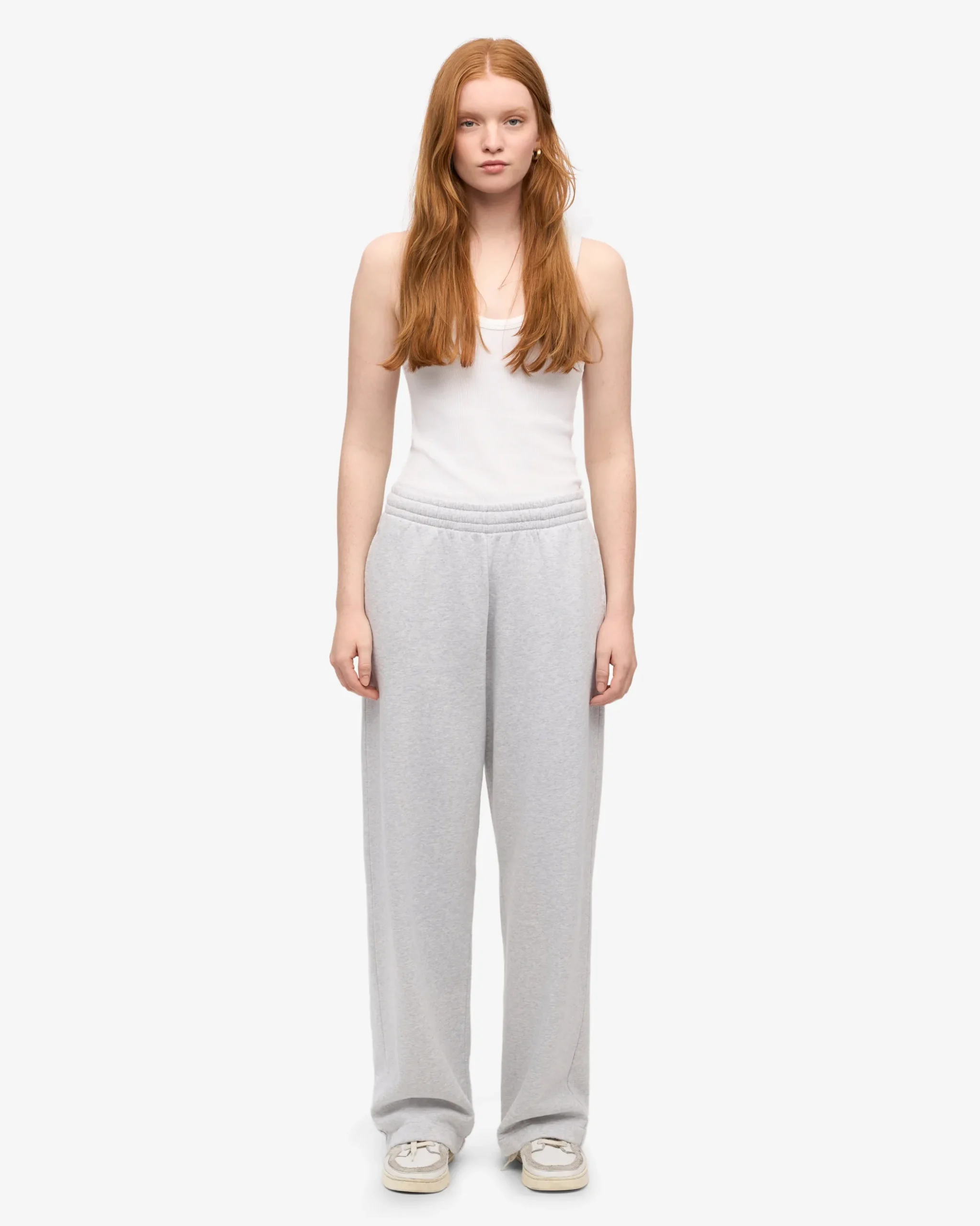 Organic Straight Leg Sweatpants - Snow Melange
