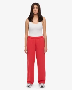 Organic Straight Leg Sweatpants - Red Tangerine