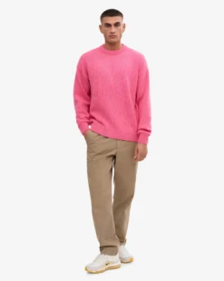 Oversized Merino Wool Crew - Bubblegum Pink