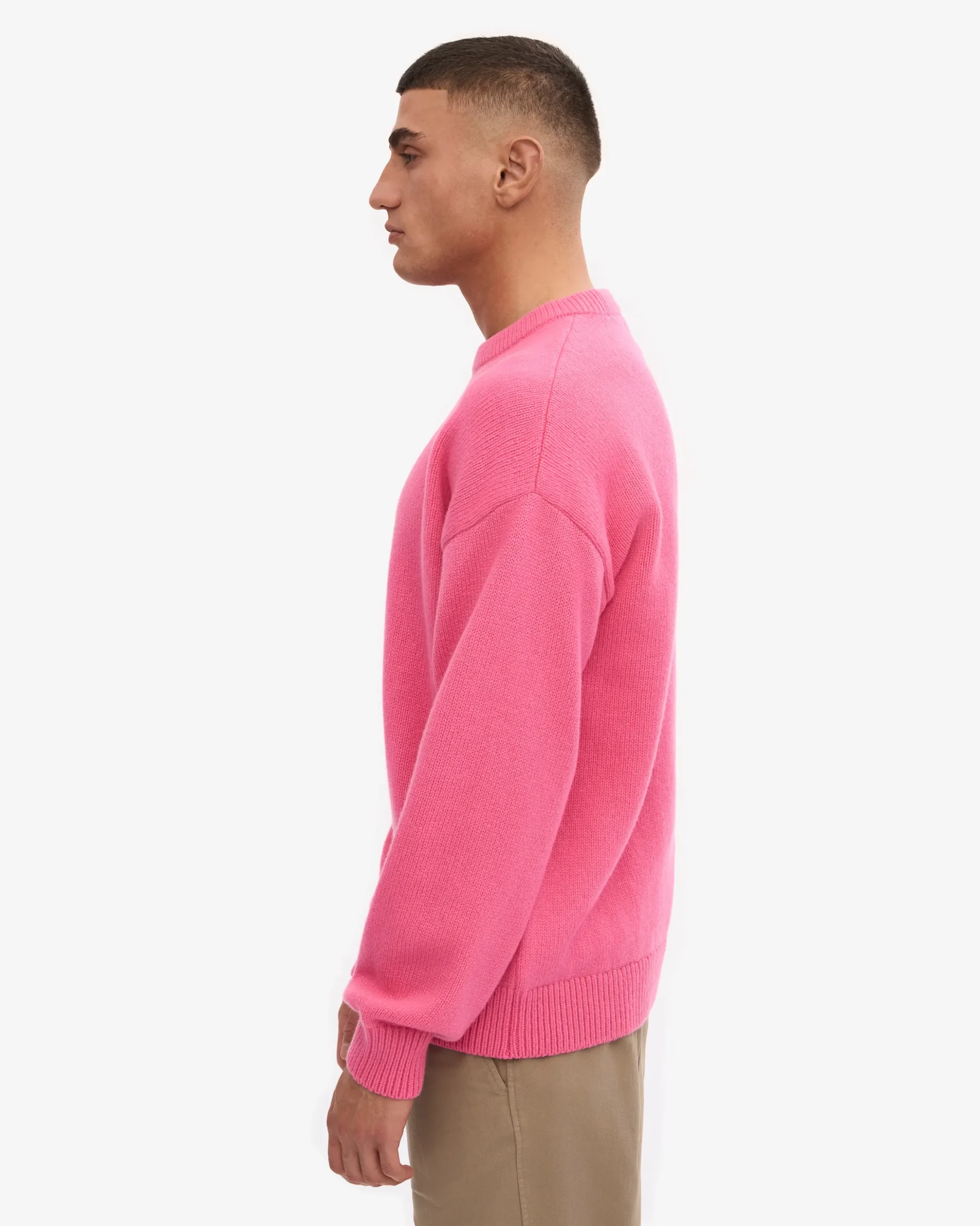 Oversized Merino Wool Crew - Bubblegum Pink