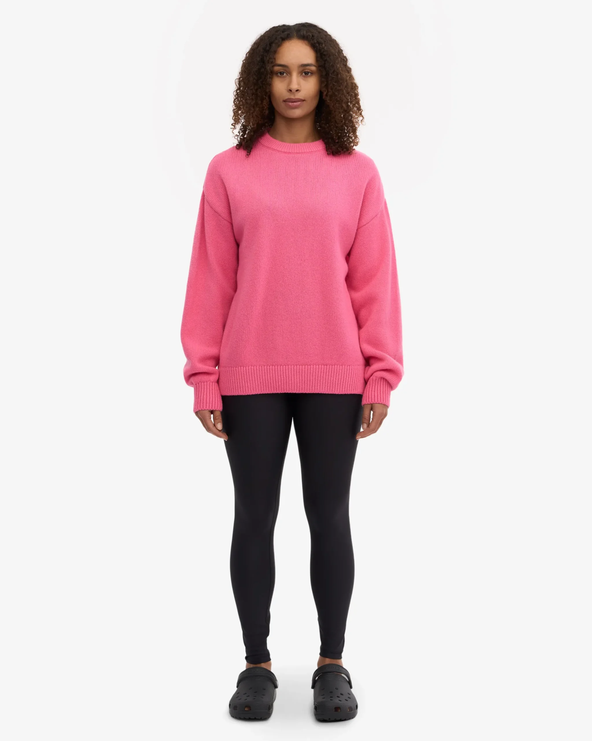 Oversized Merino Wool Crew - Bubblegum Pink
