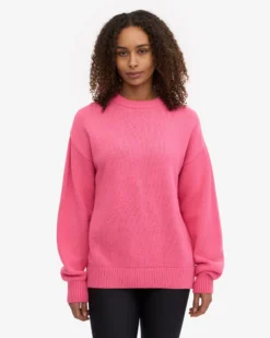 Oversized Merino Wool Crew - Bubblegum Pink
