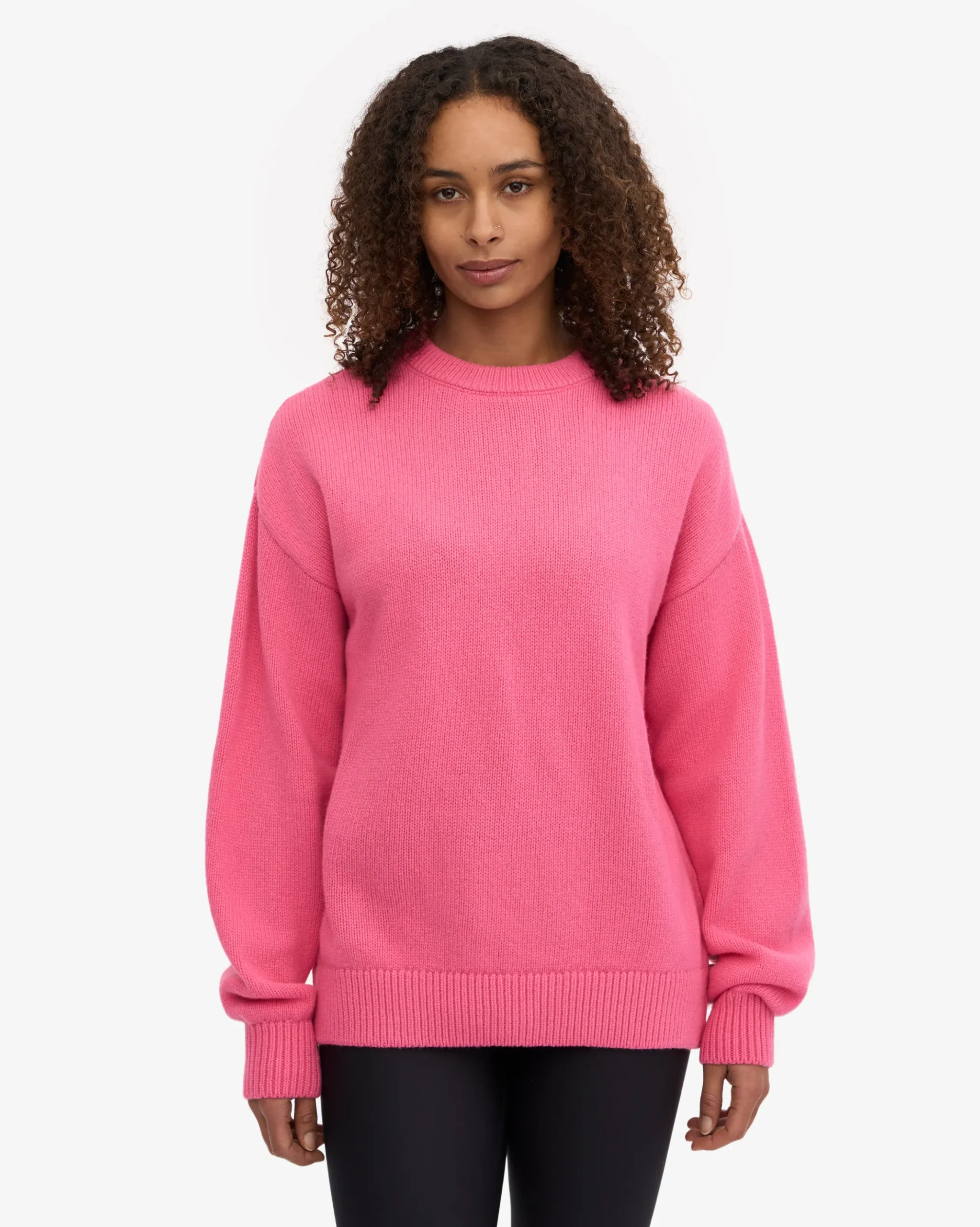 Oversized Merino Wool Crew - Bubblegum Pink