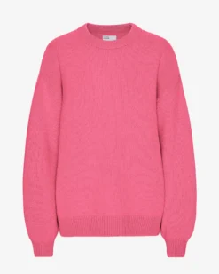 Oversized Merino Wool Crew - Bubblegum Pink