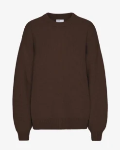 Oversized Merino Wool Crew - Coffee Brown