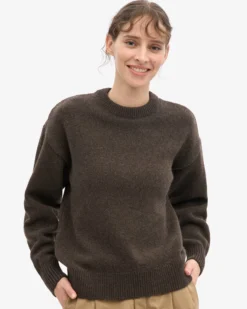 Oversized Merino Wool Crew - Coffee Brown