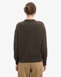 Oversized Merino Wool Crew - Coffee Brown