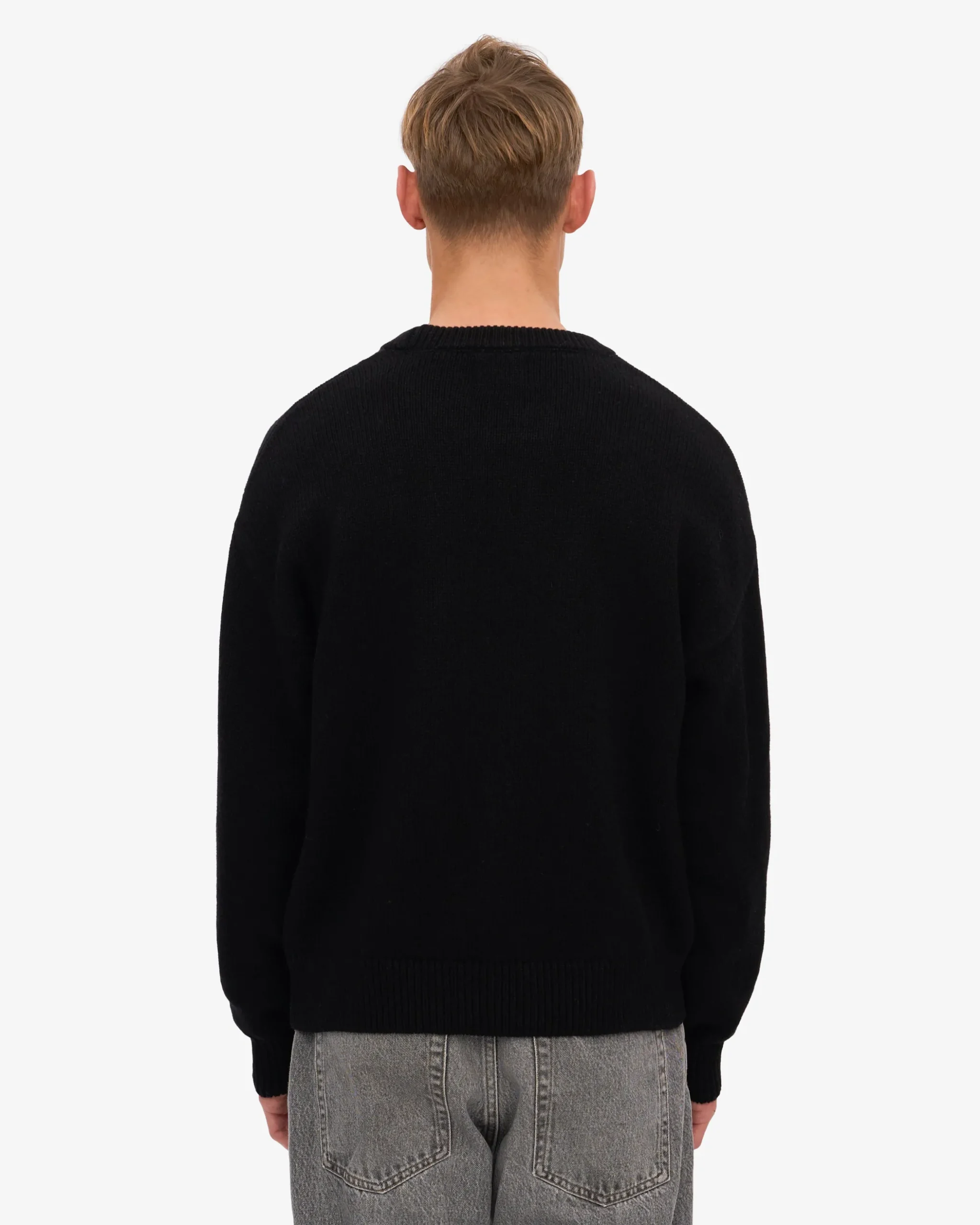 Oversized Merino Wool Crew - Deep Black