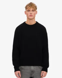 Oversized Merino Wool Crew - Deep Black