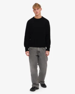 Oversized Merino Wool Crew - Deep Black