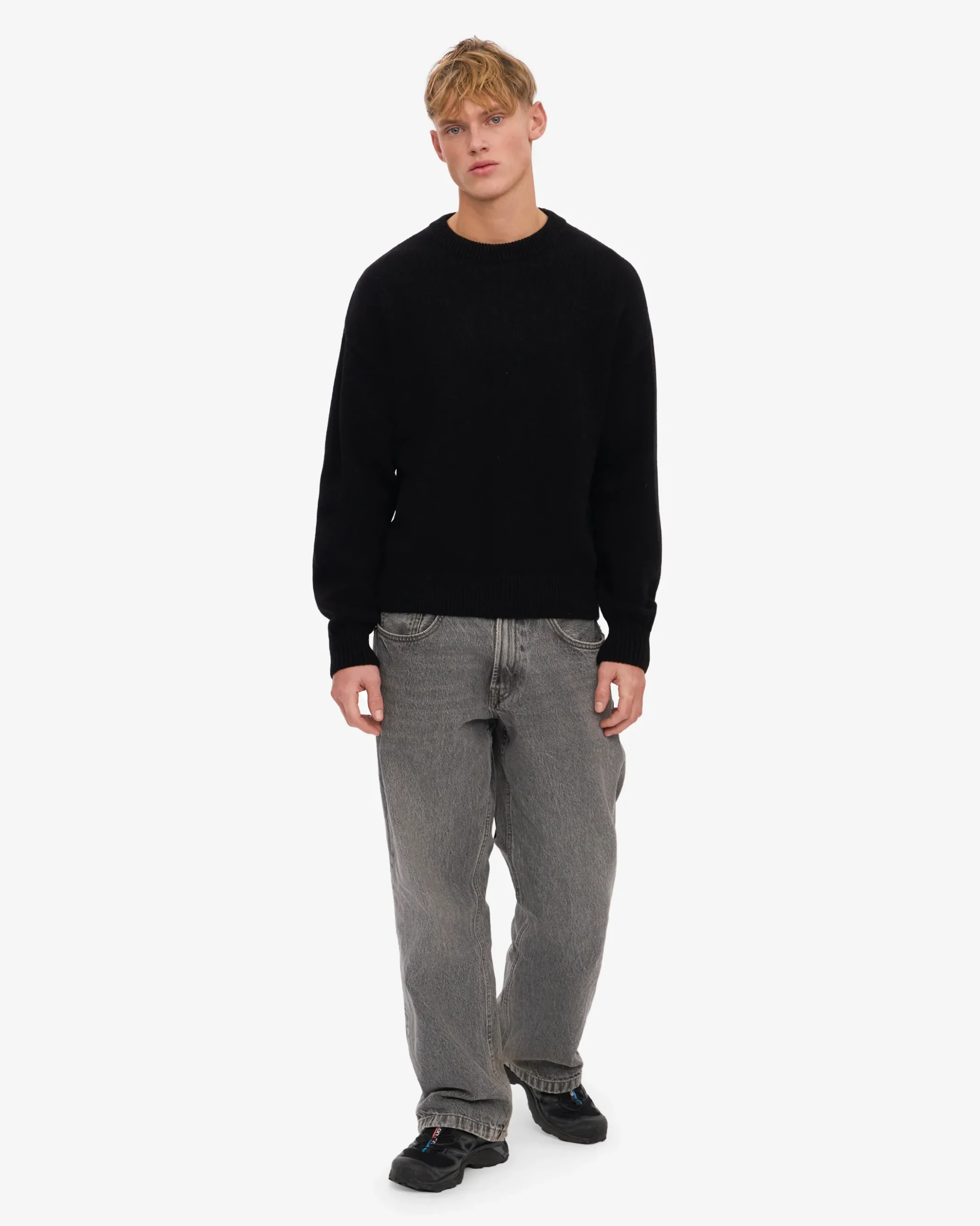 Oversized Merino Wool Crew - Deep Black
