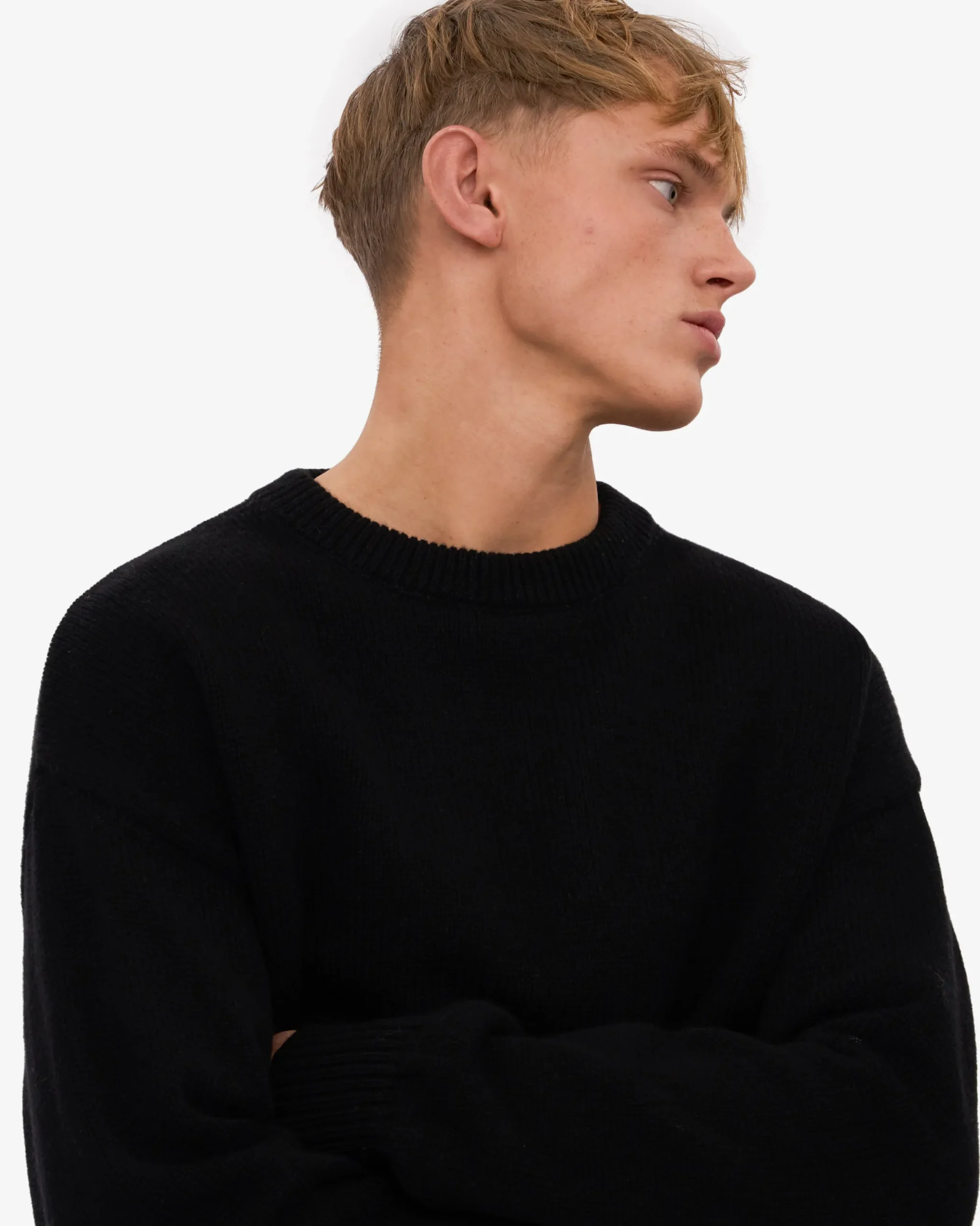 Oversized Merino Wool Crew - Deep Black