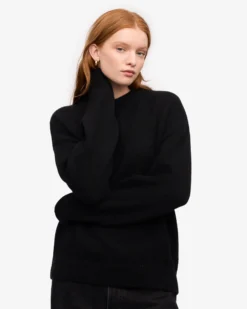 Oversized Merino Wool Crew - Deep Black