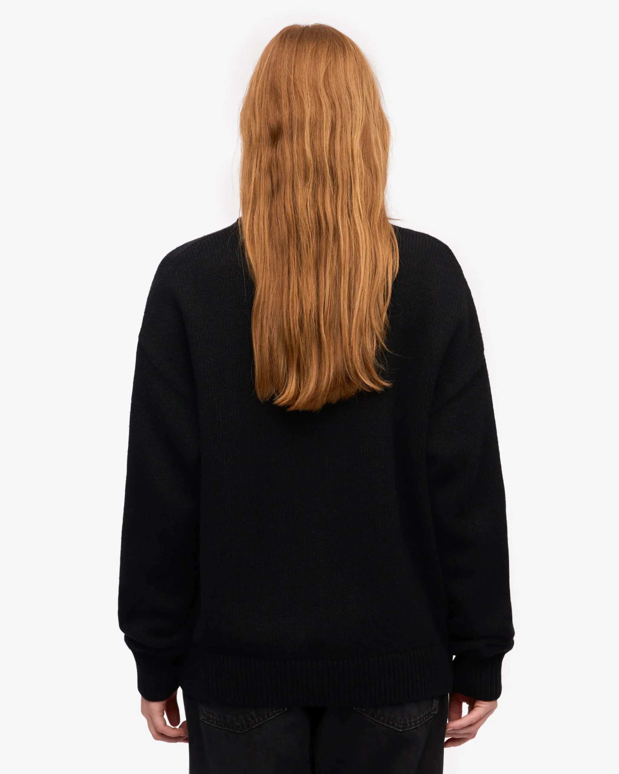 Oversized Merino Wool Crew - Deep Black