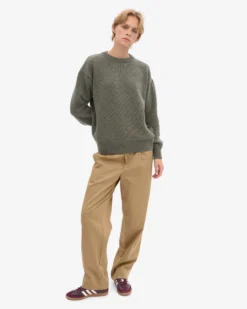 Oversized Merino Wool Crew - Dusty Olive