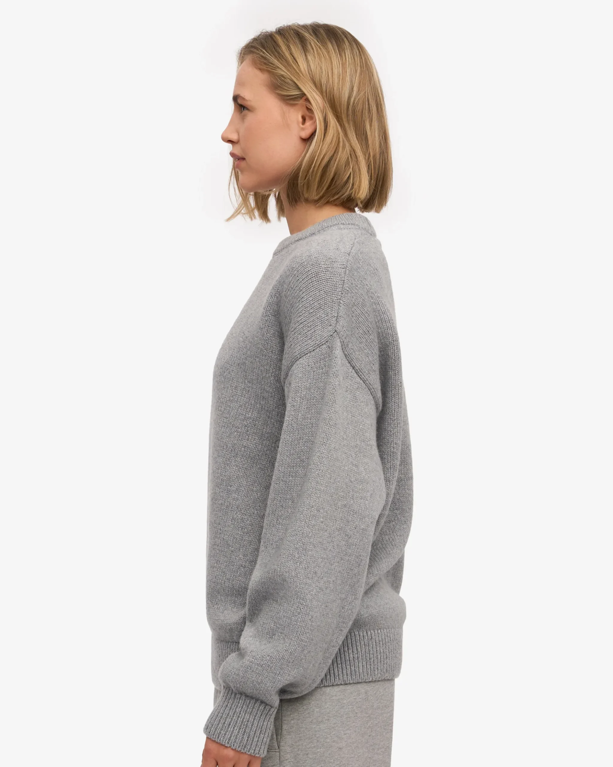 Oversized Merino Wool Crew - Heather Grey
