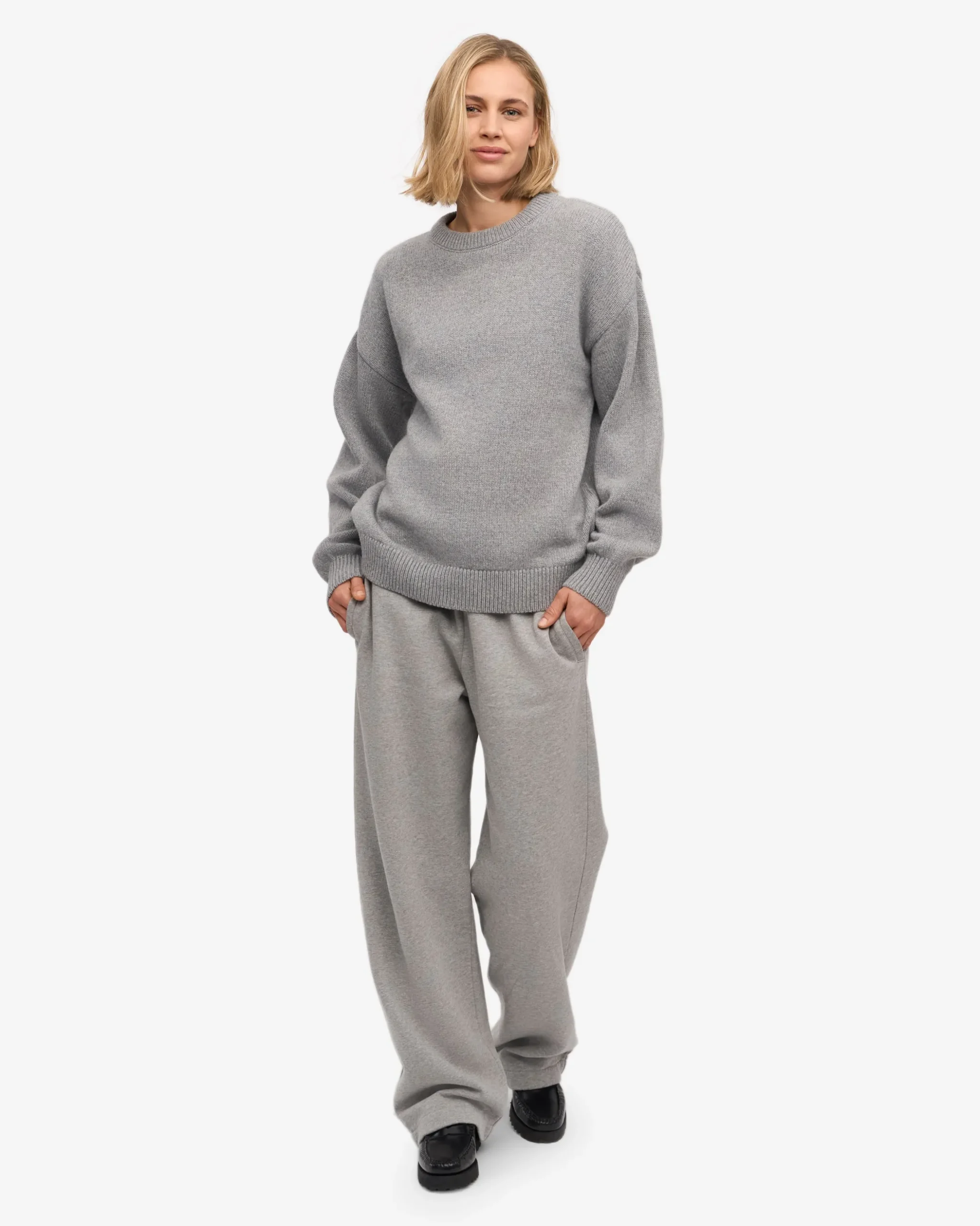 Oversized Merino Wool Crew - Heather Grey