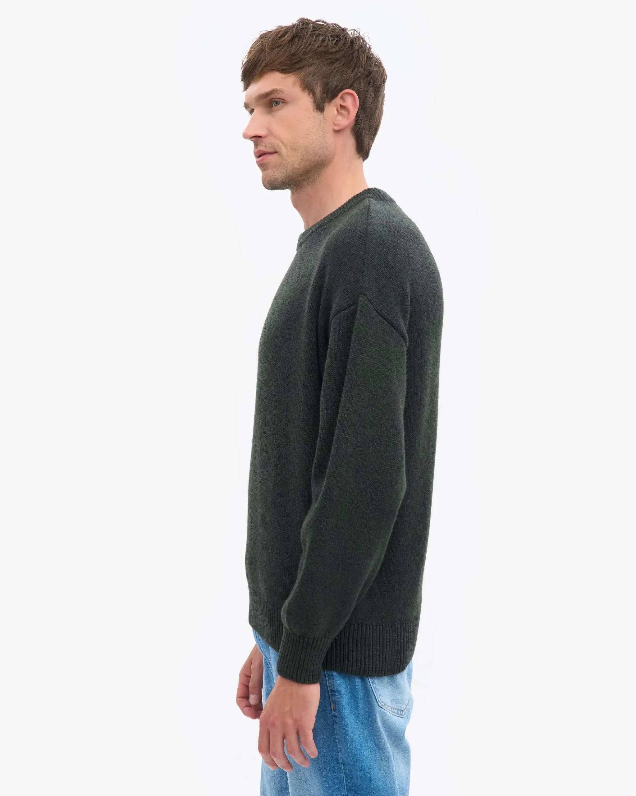 Oversized Merino Wool Crew - Hunter Green