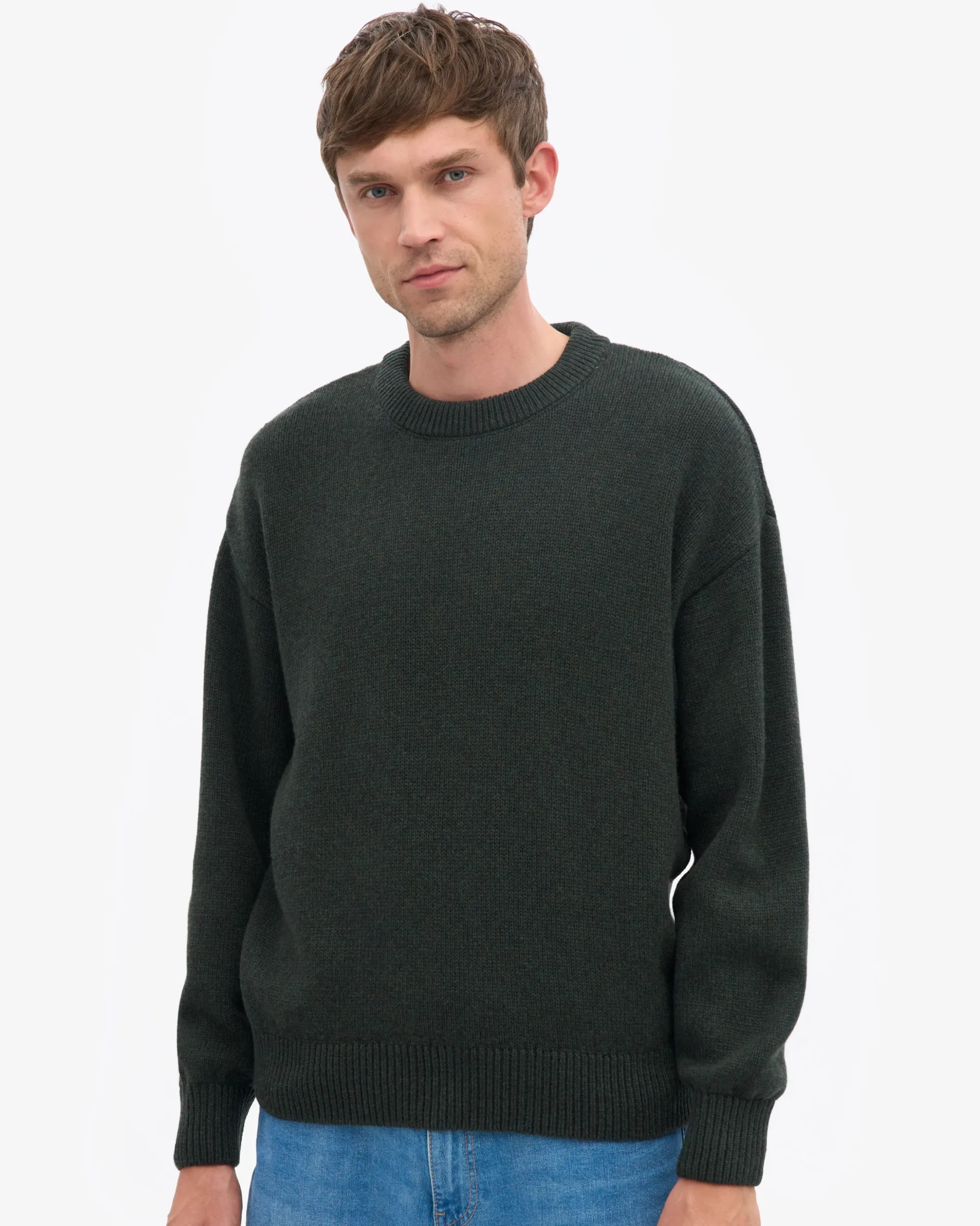 Oversized Merino Wool Crew - Hunter Green