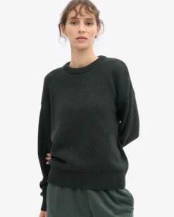 Oversized Merino Wool Crew - Hunter Green