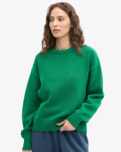 Oversized Merino Wool Crew - Kelly Green