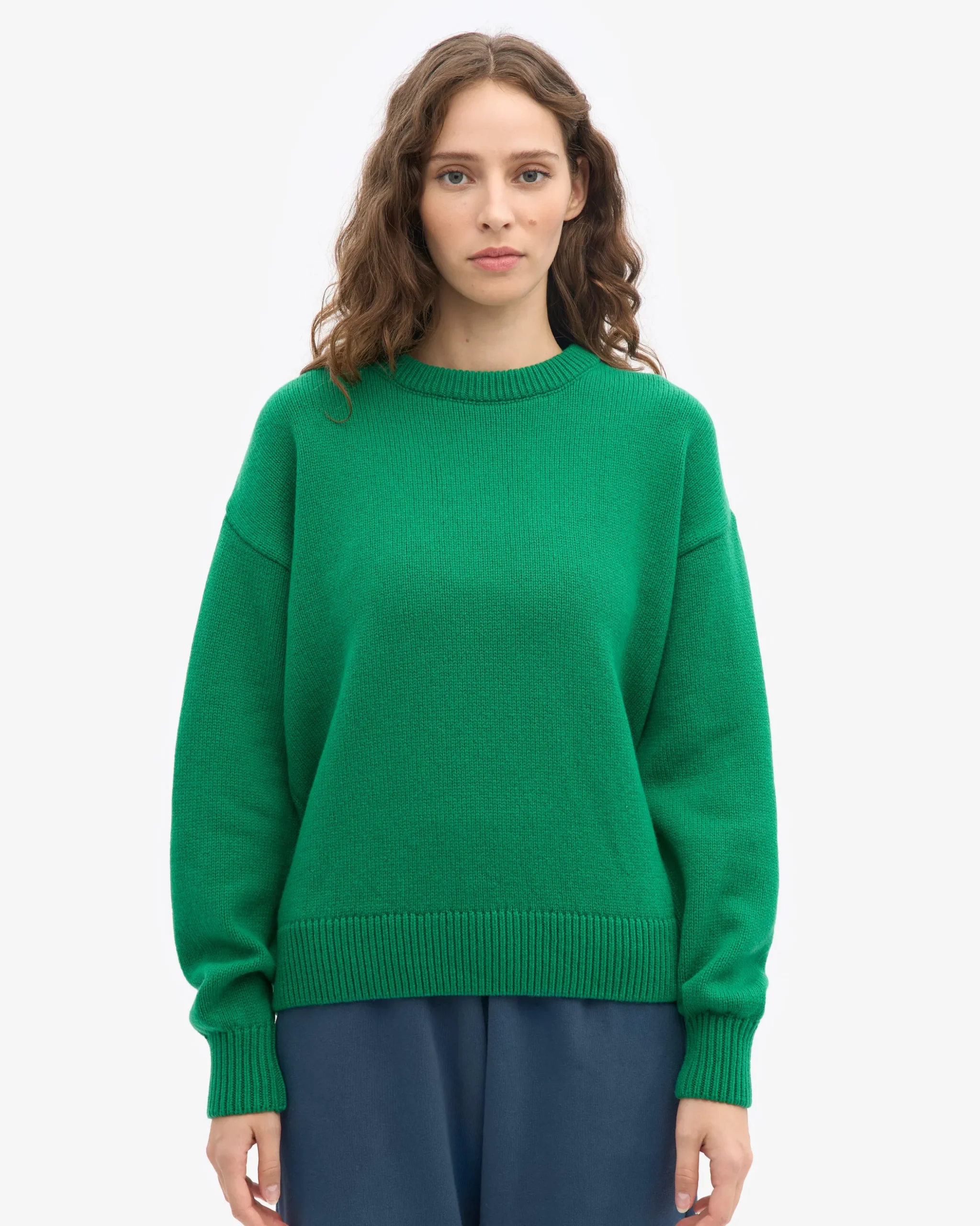 Oversized Merino Wool Crew - Kelly Green